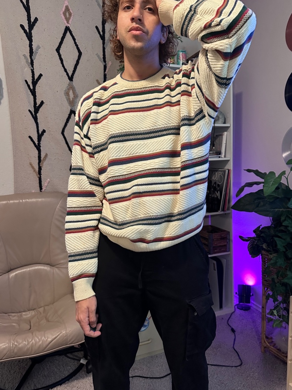 Neutral Stripe Crewneck Sweater - Cream Multistripe